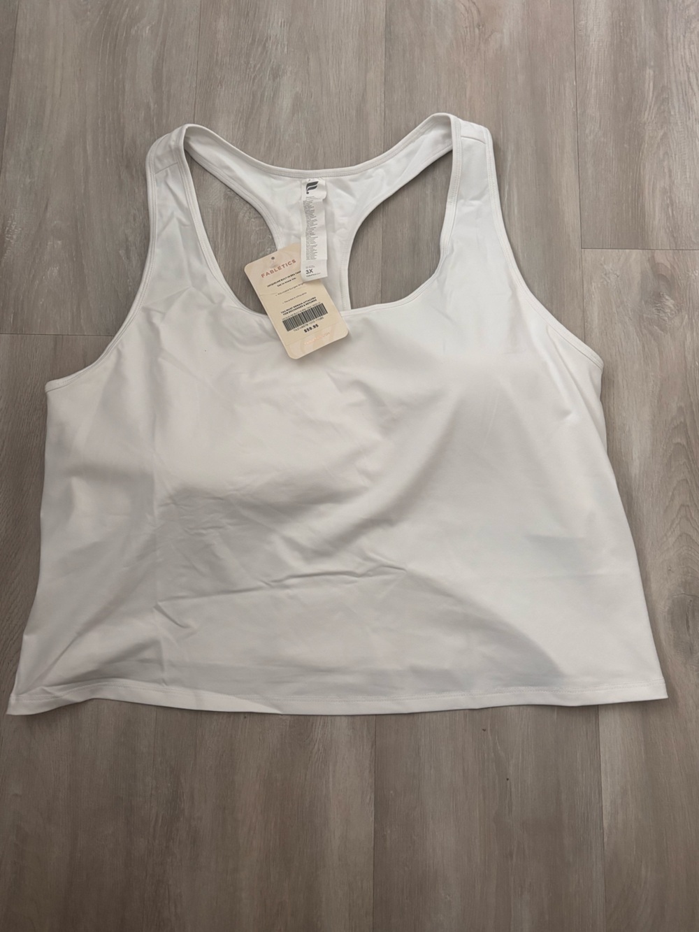 Fabletics White Racerback Athletic Tank NWT 3X